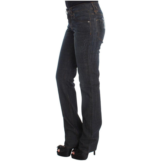 John Galliano Blue Wash Cotton Blend Slim Fit Bootcut Jeans