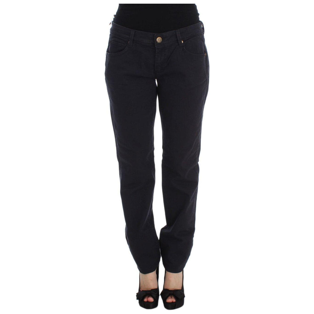 Ermanno Scervino Blue Cotton Blend Casual Fit Pants Jeans & Pants