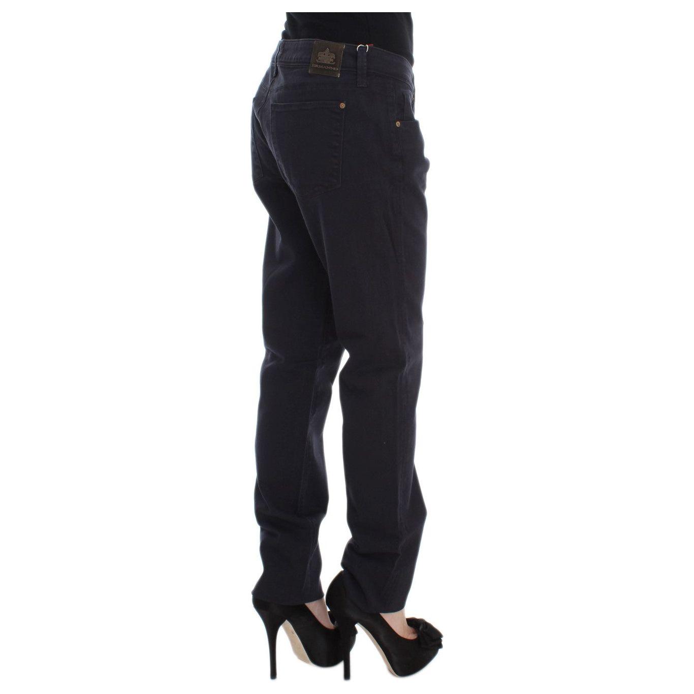 Ermanno Scervino Blue Cotton Blend Casual Fit Pants Jeans & Pants