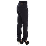 Ermanno Scervino Blue Cotton Blend Casual Fit Pants Jeans & Pants