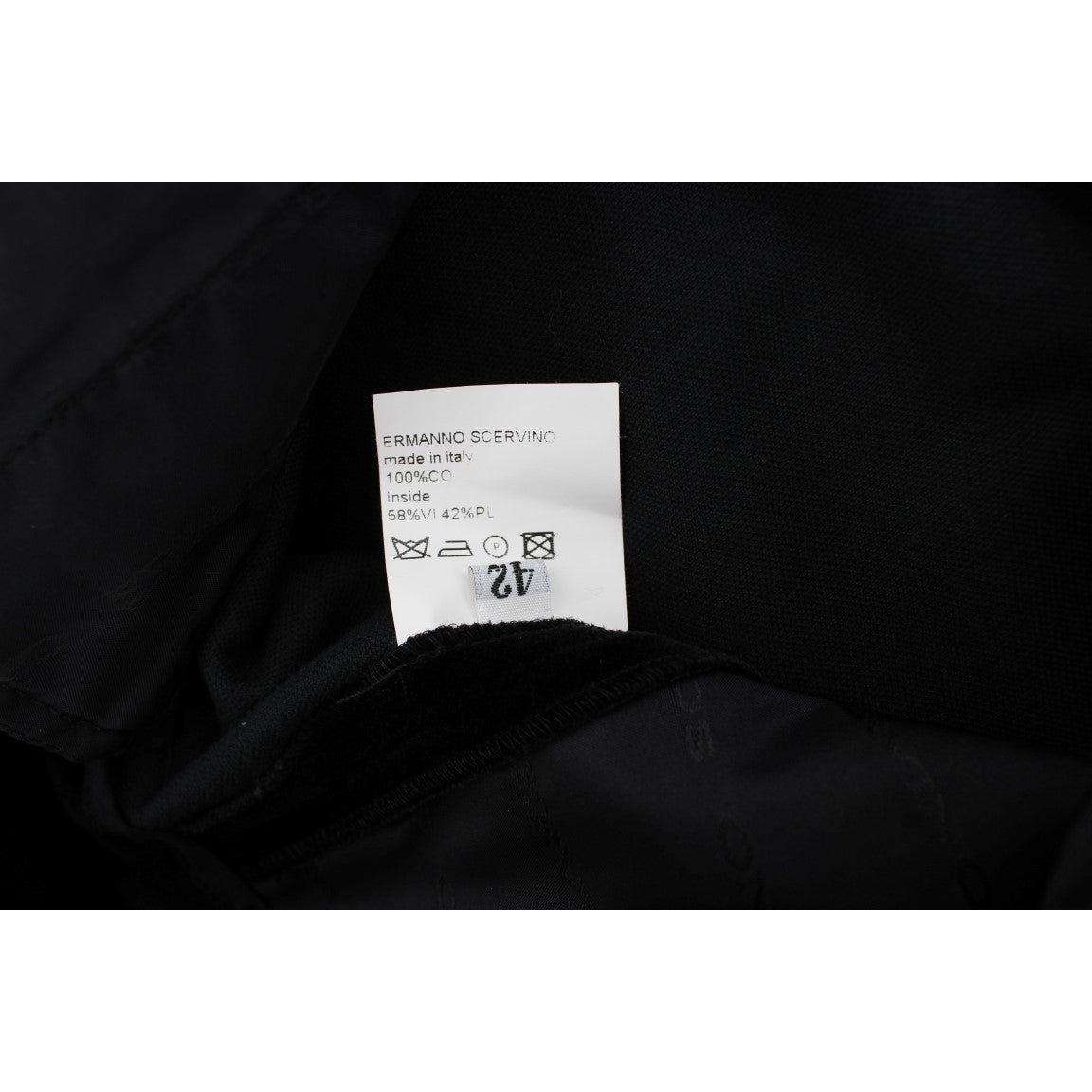 Ermanno Scervino Black Velvet Cotton Straight Legs Pants Jeans & Pants