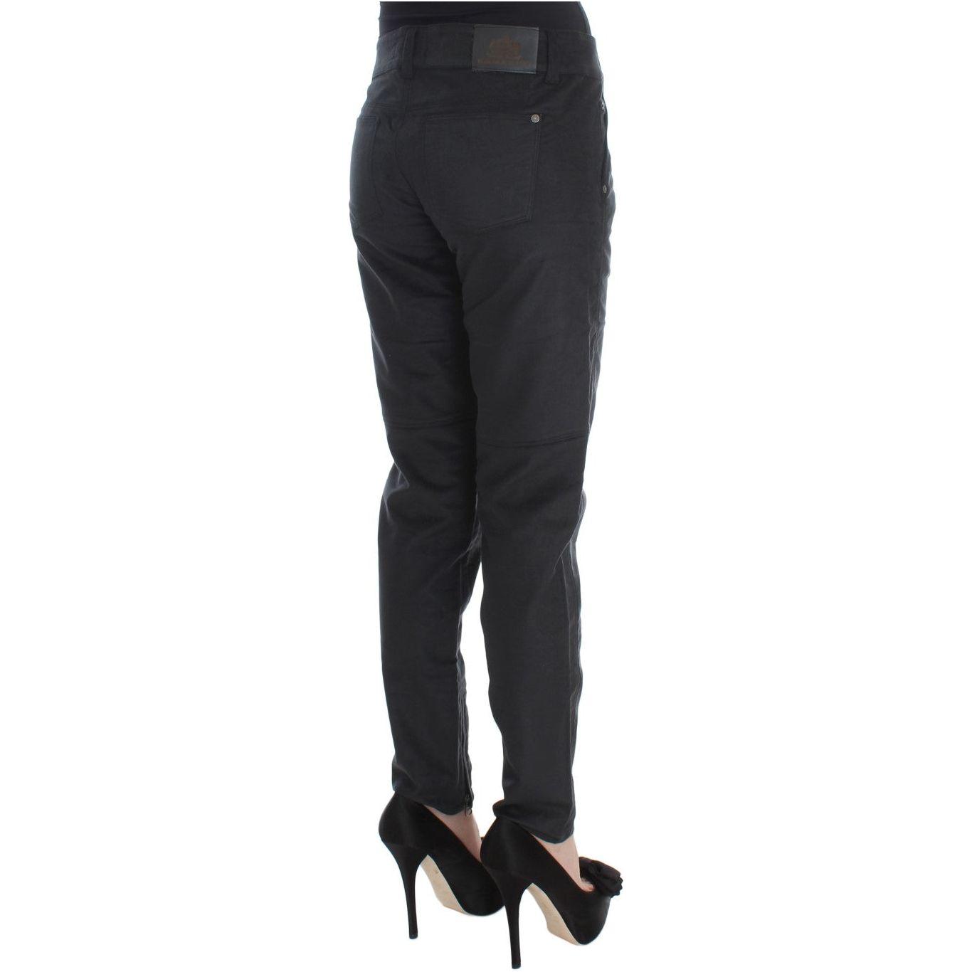 Ermanno Scervino Black Cotton Blend Regular Fit Pants Jeans & Pants
