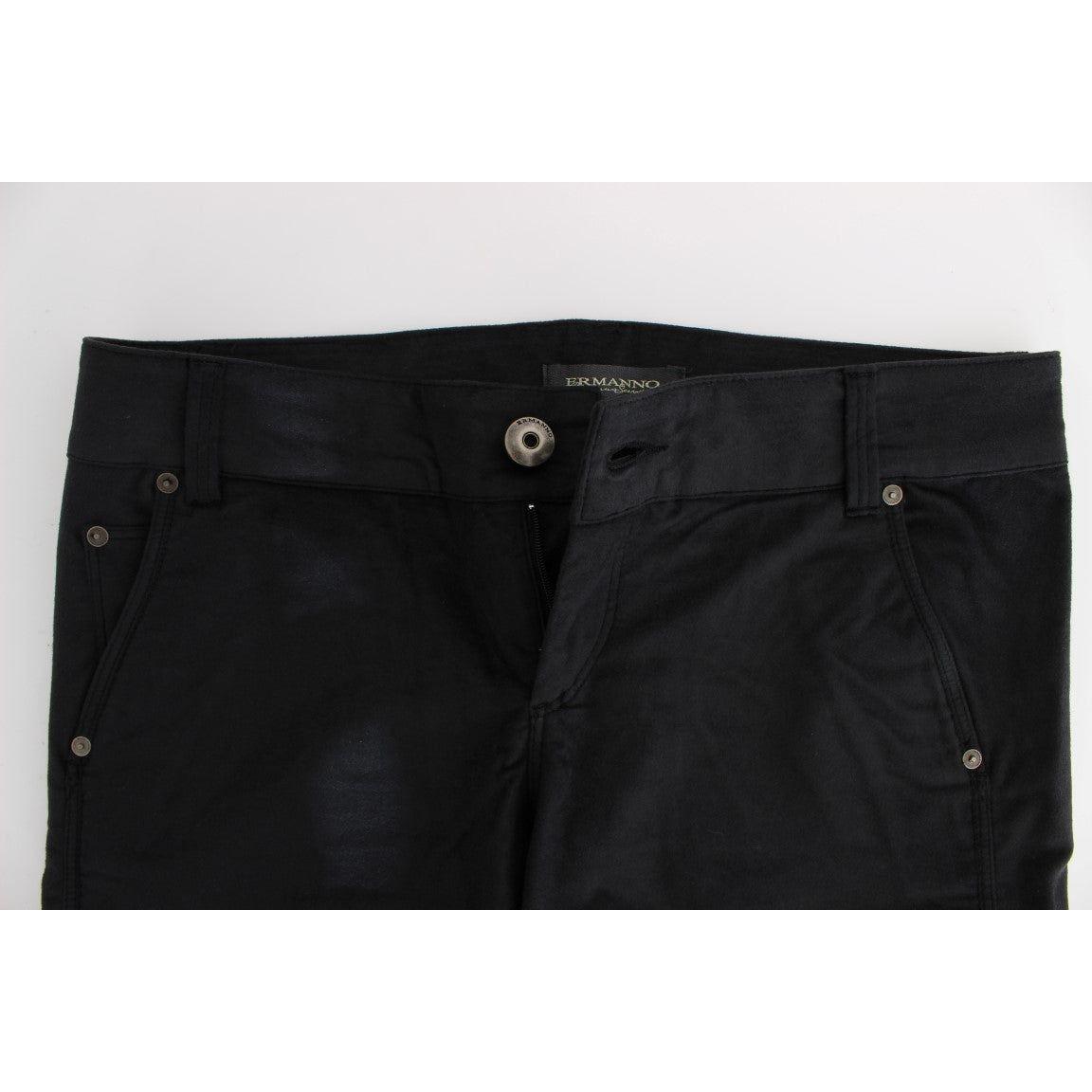 Ermanno Scervino Black Cotton Blend Regular Fit Pants Jeans & Pants