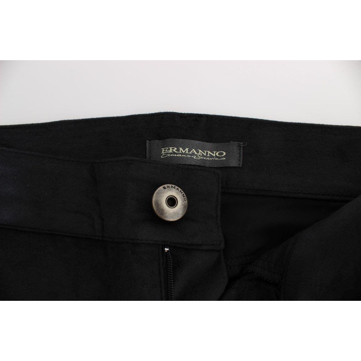 Ermanno Scervino Black Cotton Blend Regular Fit Pants Jeans & Pants