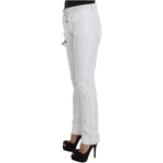 Ermanno Scervino White Nylon Padded Slim Fit Cargo Pants