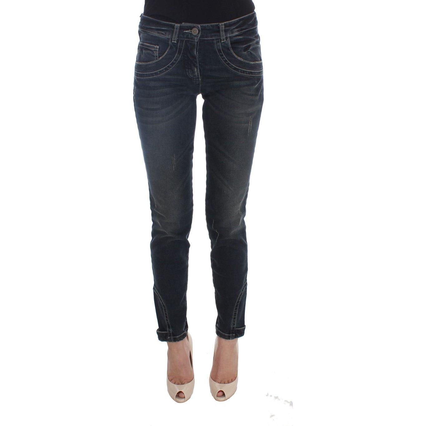 Ermanno Scervino Blue Cotton Blend Slim Fit Jeans Jeans & Pants