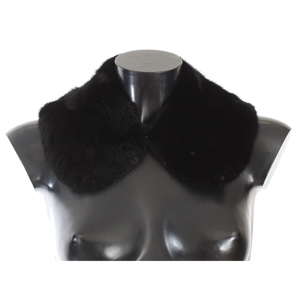 Dolce & Gabbana Black Mink Fur Shoulder Collar Scarf