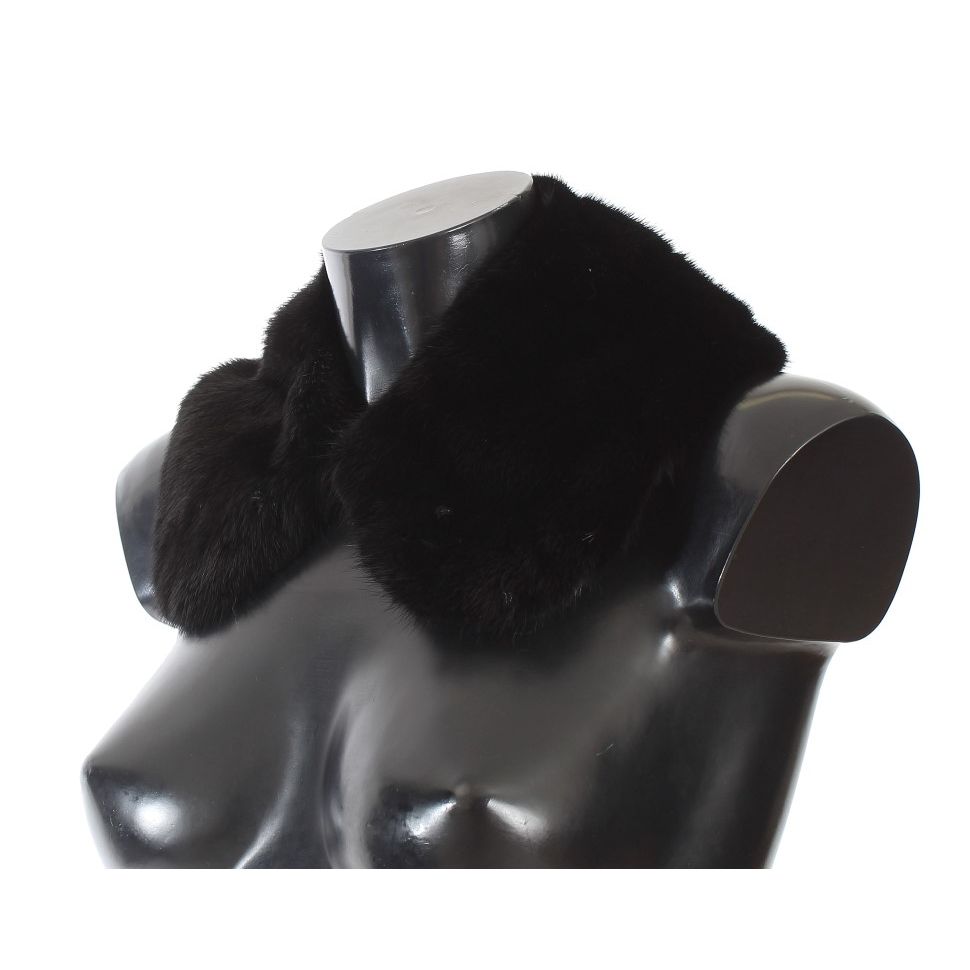 Dolce & Gabbana Black Mink Fur Shoulder Collar Scarf