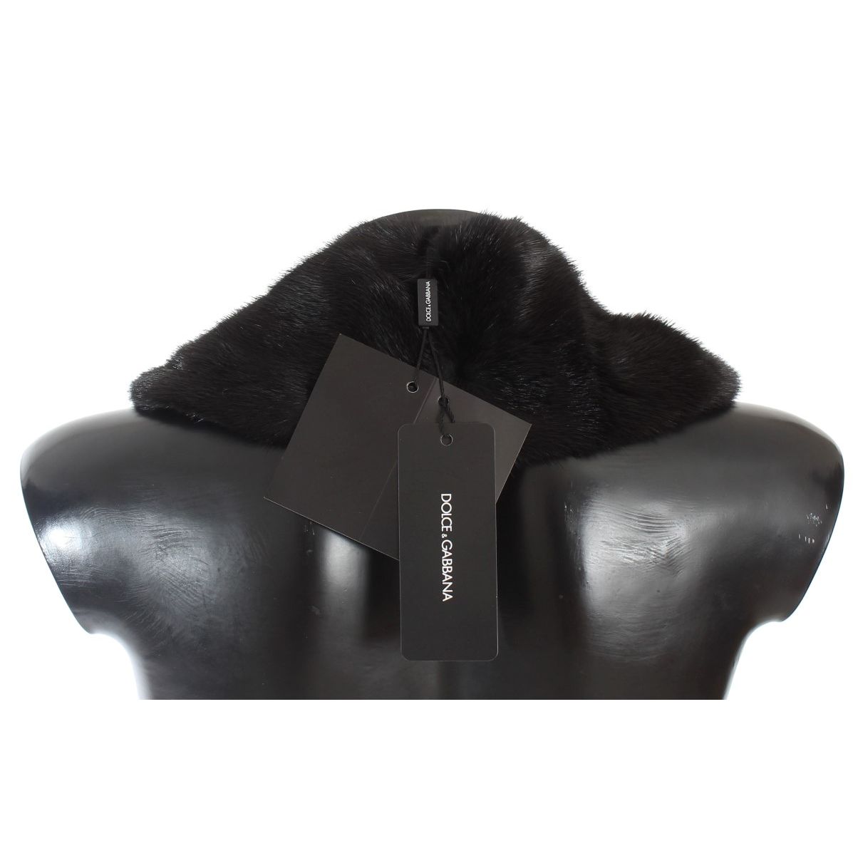 Dolce & Gabbana Black Mink Fur Shoulder Collar Scarf