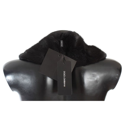 Dolce & Gabbana Black Mink Fur Shoulder Collar Scarf