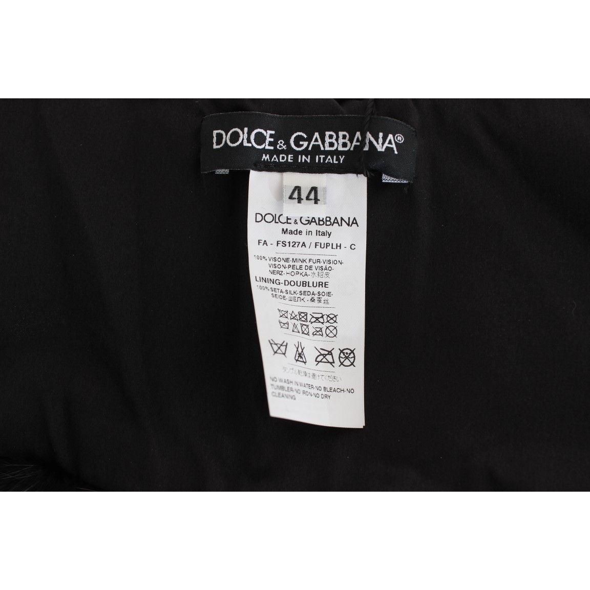Dolce & Gabbana Black Mink Fur Shoulder Collar Scarf