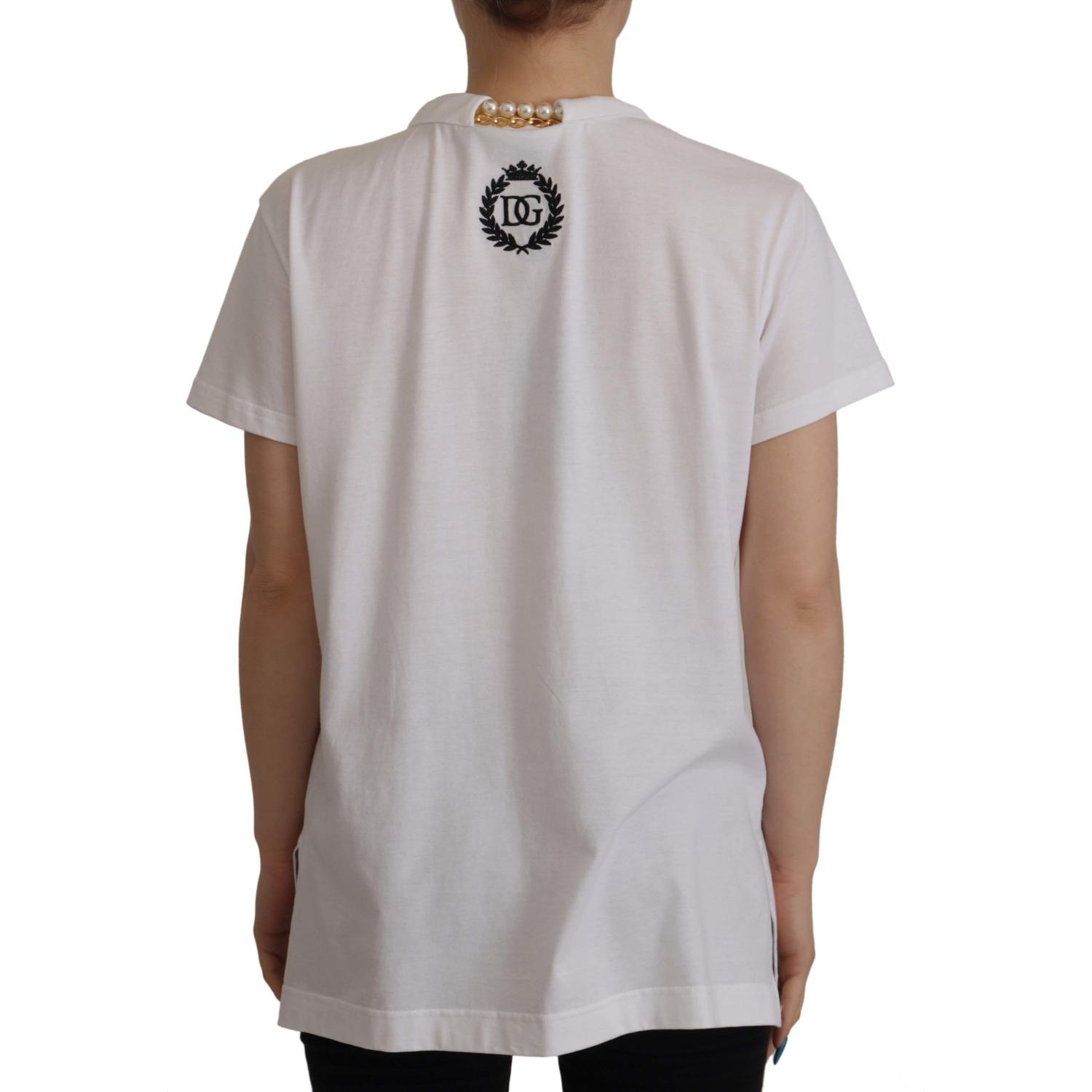 تي شيرت Dolce &amp; Gabbana المذهل بفتحة رقبة على شكل حرف V ومزين بشعار