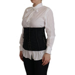 Dolce & Gabbana Black Corset Belt Stretch Waist Strap Top