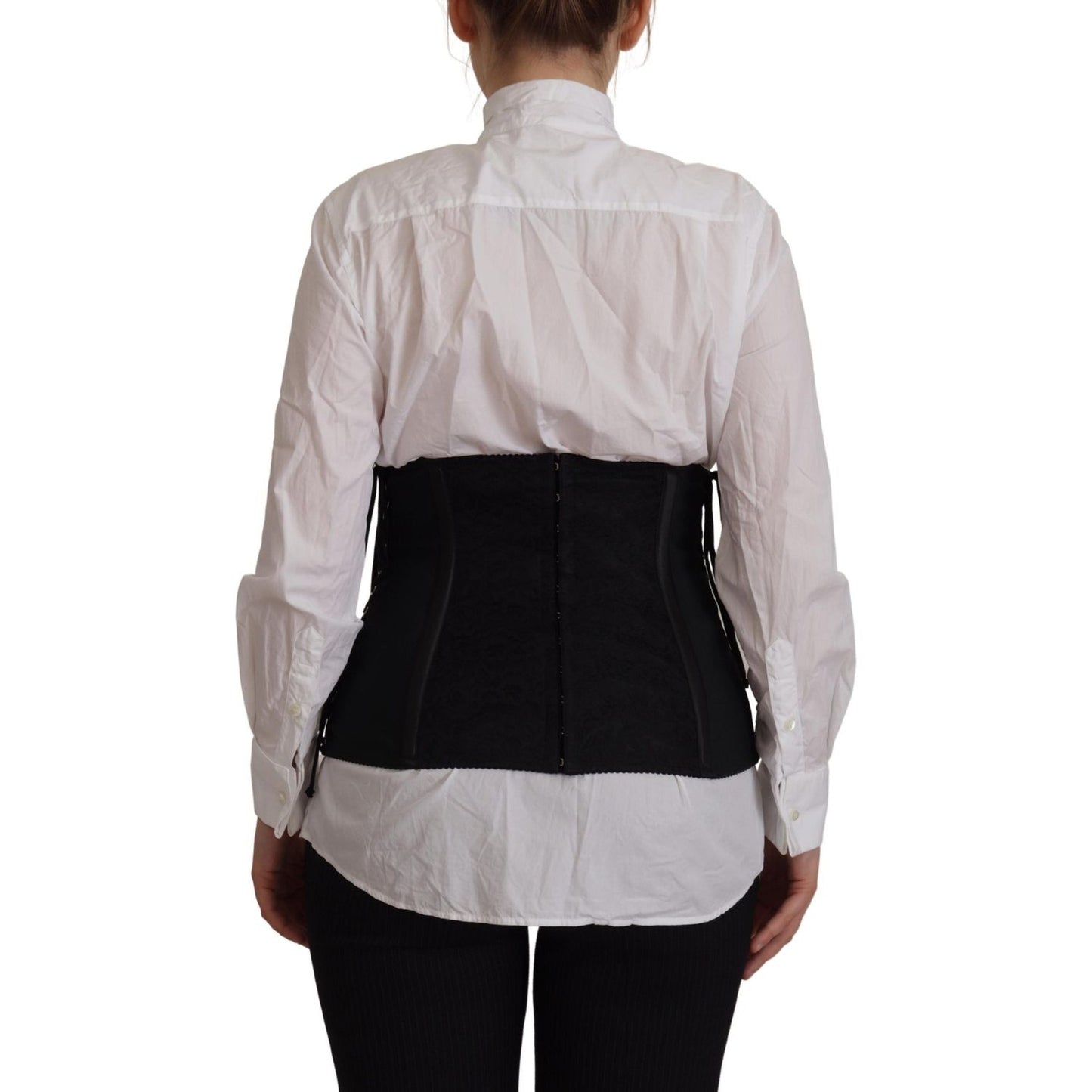 Dolce & Gabbana Black Corset Belt Stretch Waist Strap Top