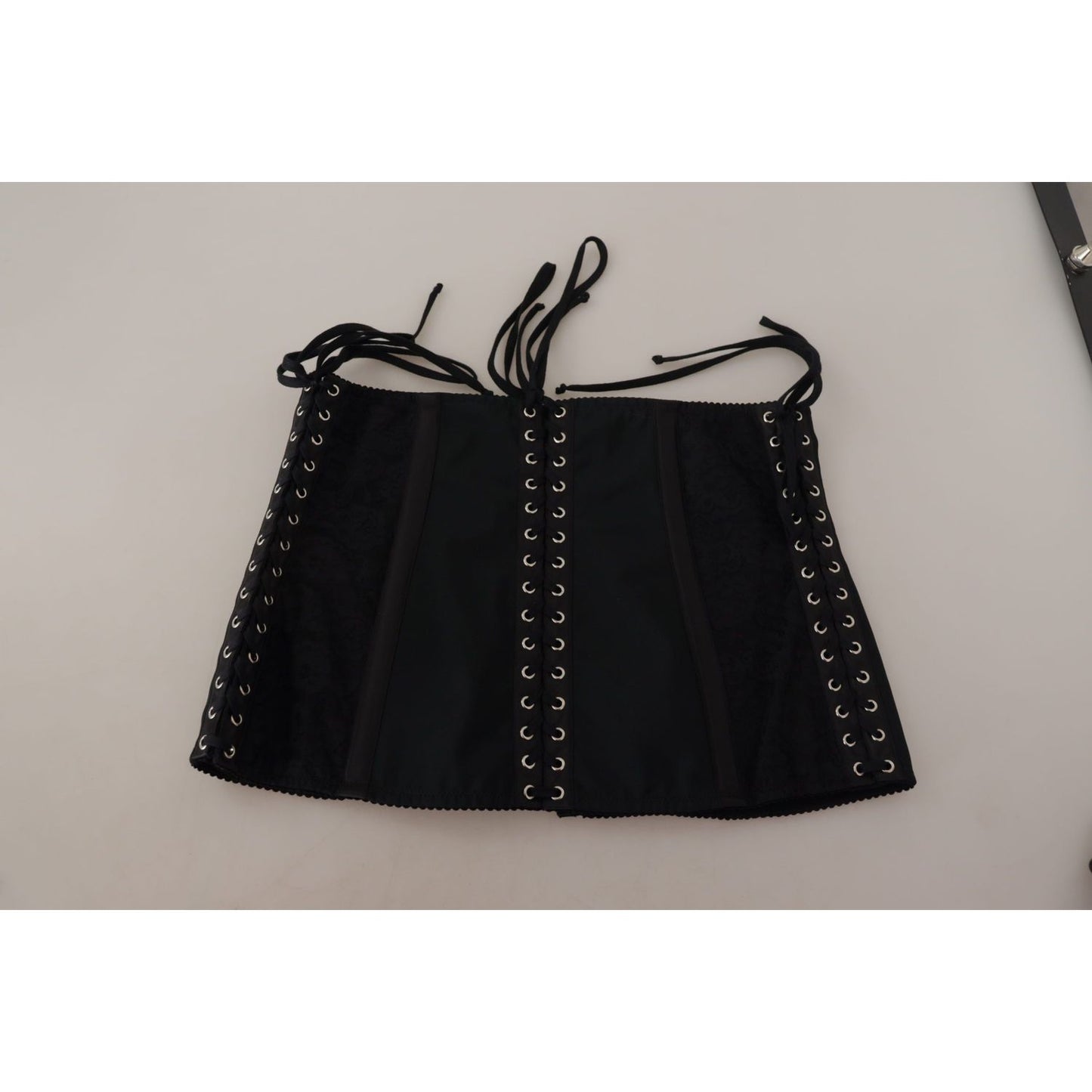 Dolce & Gabbana Black Corset Belt Stretch Waist Strap Top