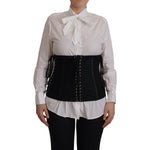 Dolce & Gabbana Black Corset Belt Stretch Waist Strap Top
