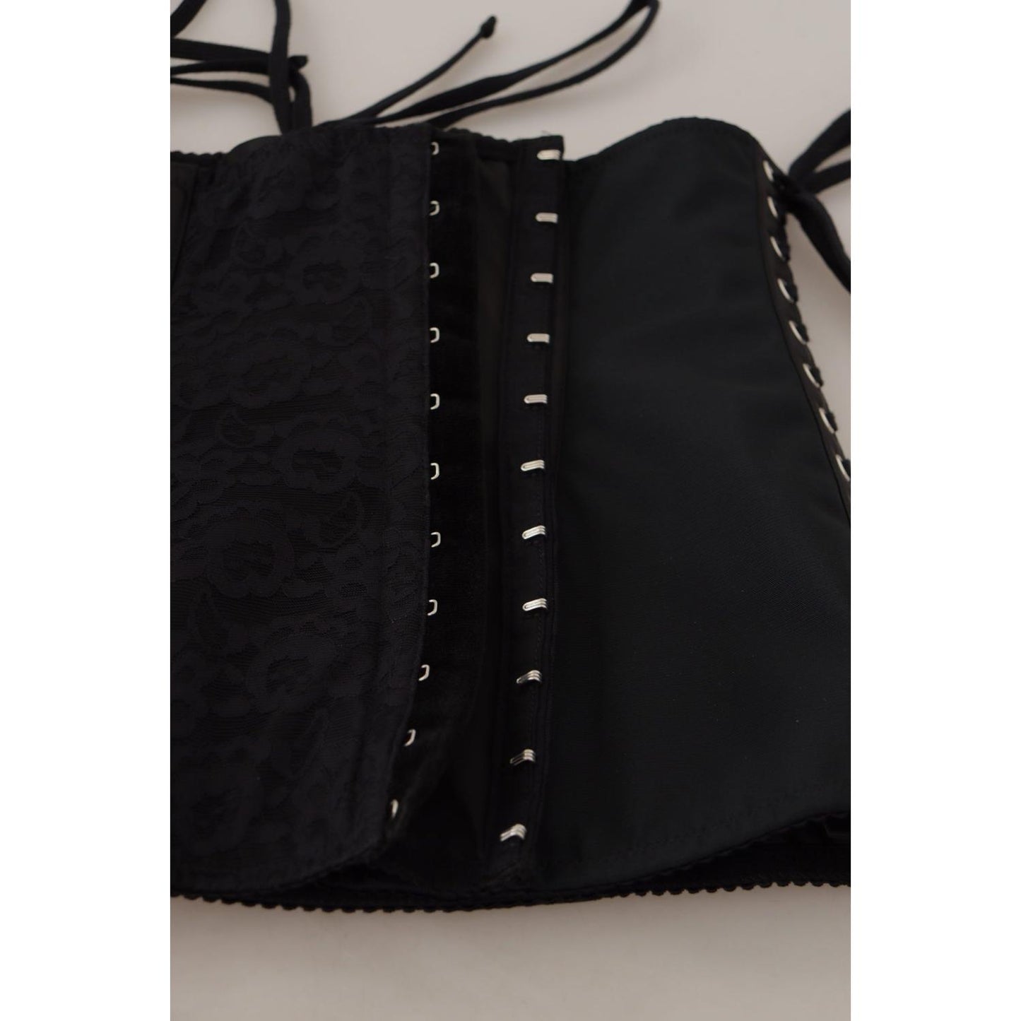 Dolce & Gabbana Black Corset Belt Stretch Waist Strap Top