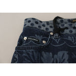 Dolce & Gabbana Blue Floral High Waist Skinny Denim Jeans