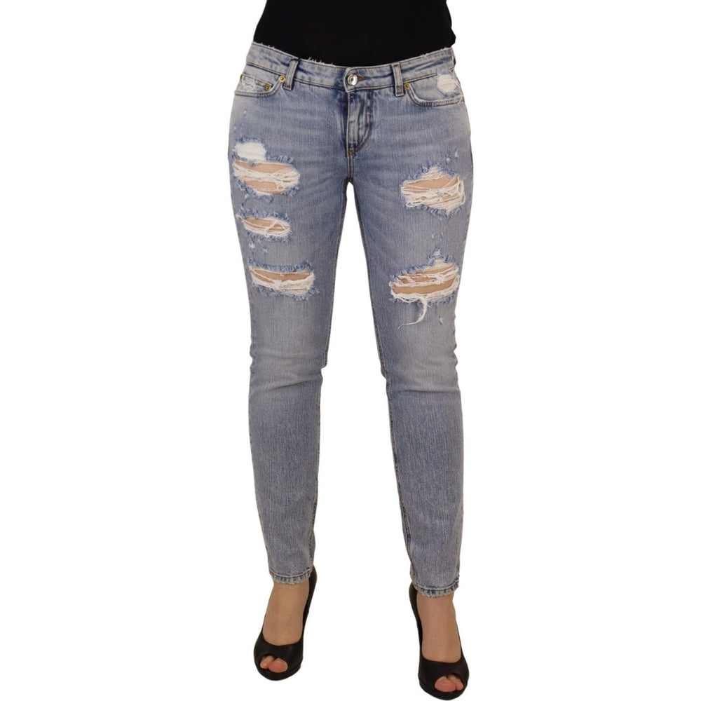 Dolce & Gabbana Blue Cotton Stretch Skinny Low Waist Denim Jeans