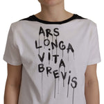 Dolce & Gabbana White Slogan Print Round Neck Cotton T-shirt
