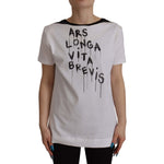 Dolce & Gabbana White Slogan Print Round Neck Cotton T-shirt