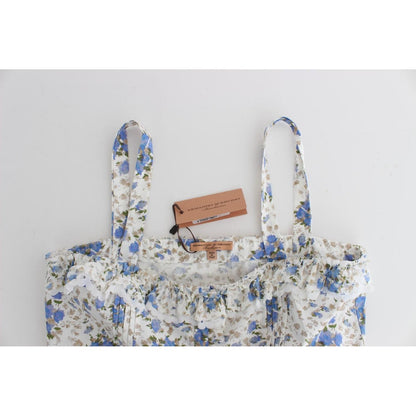Ermanno Scervino Beachwear Blue Floral Beach Mini Dress Short