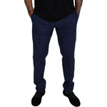 Dolce & Gabbana Blue Cotton Silk Trousers Chinos Pants