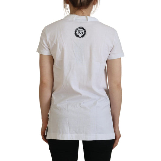 Dolce & Gabbana White Short Sleeve V-neck Cotton Top Blouse T-shirt