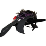 Dolce & Gabbana Black Lapil Crystal Heart Feather Brooch Fedora Hat