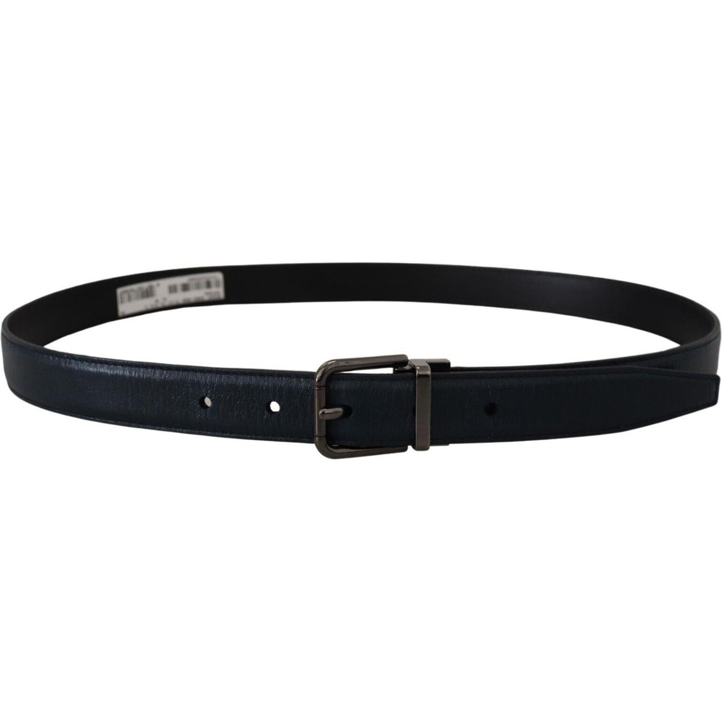 Dolce & Gabbana Blue Leather Silver Metal Buckle Vintage Belt
