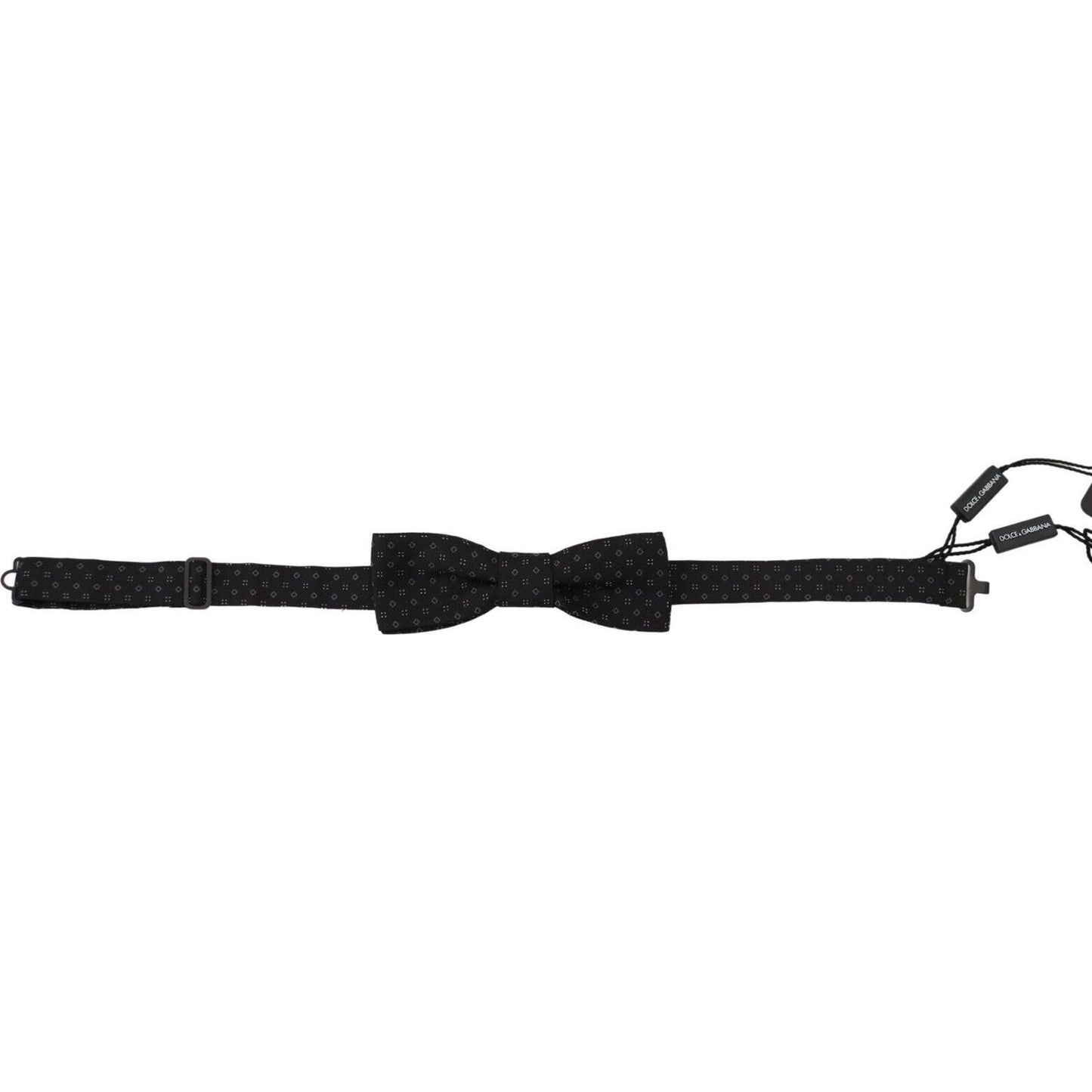 Dolce & Gabbana Black Pattern Silk Adjustable Neck Papillon Bow Tie