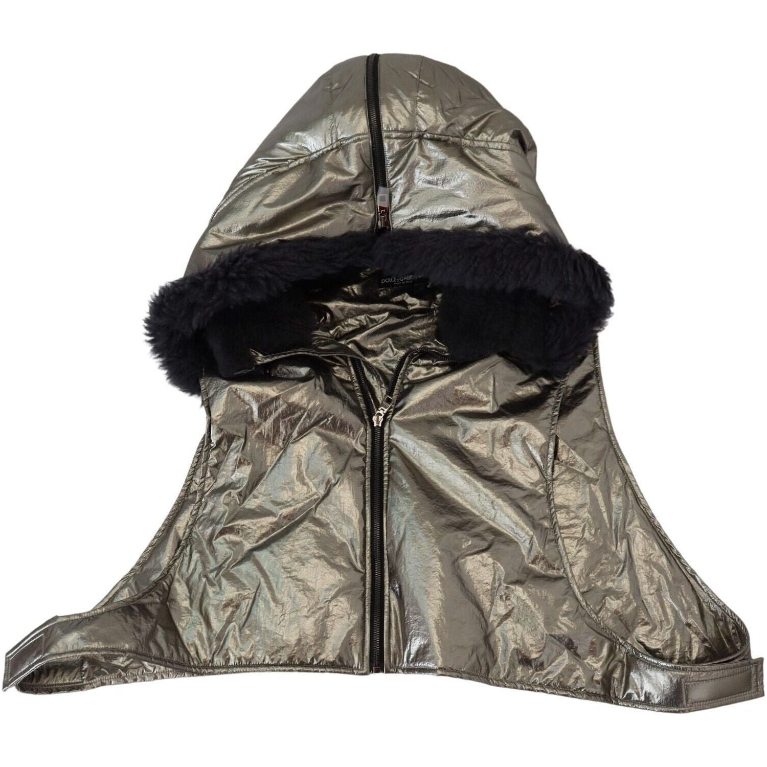 Dolce & Gabbana Silver Fur Whole Head Wrap Men Capello Nylon Hat