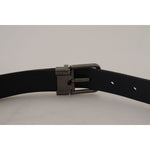 Dolce & Gabbana Blue Leather Silver Metal Buckle Vintage Belt