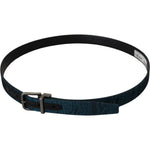 Dolce & Gabbana Blue Jacquard Moire Silver Metal Belt Men
