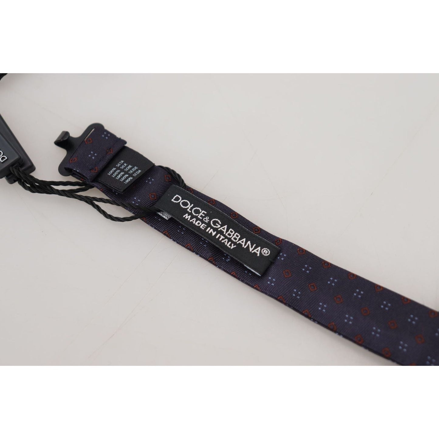 Dolce & Gabbana Blue Pattern Silk Adjustable Neck Papillon Bow Tie