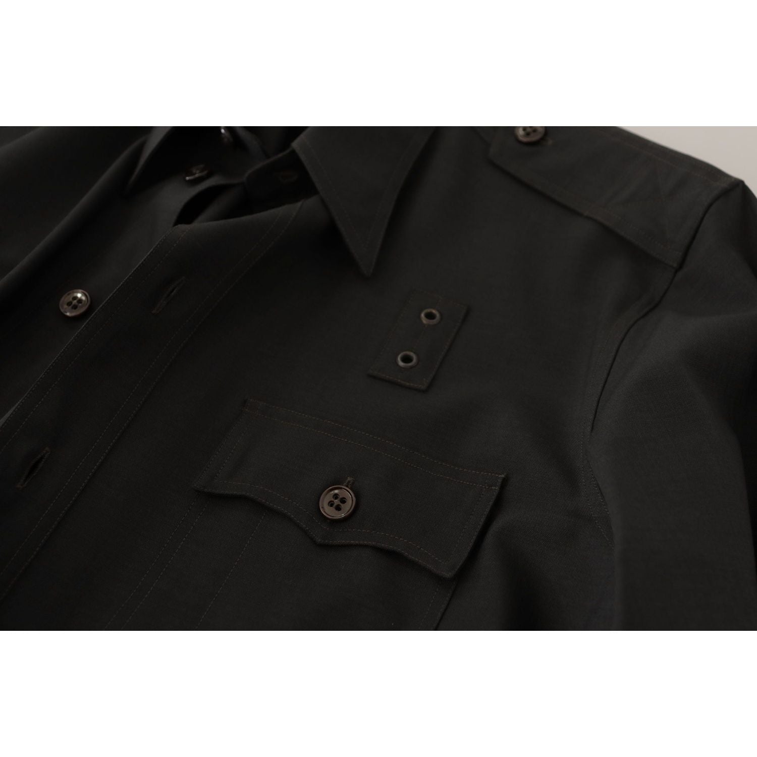 قميص دولتشي آند غابانا الأنيق المصنوع من القطن باللون الأخضر الداكن