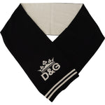 Dolce & Gabbana Black White Cotton DG Printed Cashmere Shawl Scarf