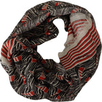 Dolce & Gabbana Black Red Linen Sailboat Stripe Print Shawl Scarf