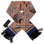 Dolce & Gabbana Multicolor Seashell Patterned DG Logo Shawl Fringe Silk Scarf
