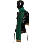 Dolce & Gabbana Green Crown Embroidered Shawl Fringe Blend Silk