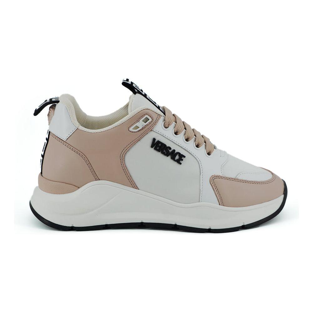 Versace Light Pink and White Calf Leather Sneakers