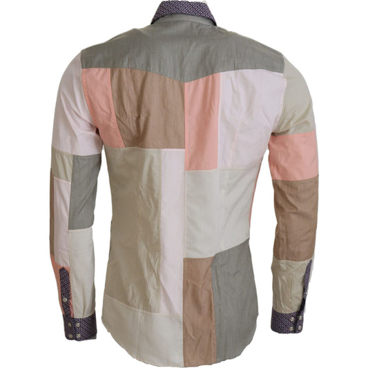 Dolce & Gabbana Multicolor Cotton Patchwork Slim Shirt