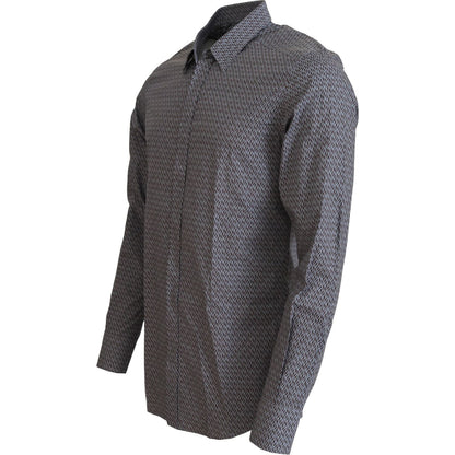 Dolce & Gabbana Gray Brown GOLD Slim Fit Dress Formal Shirt