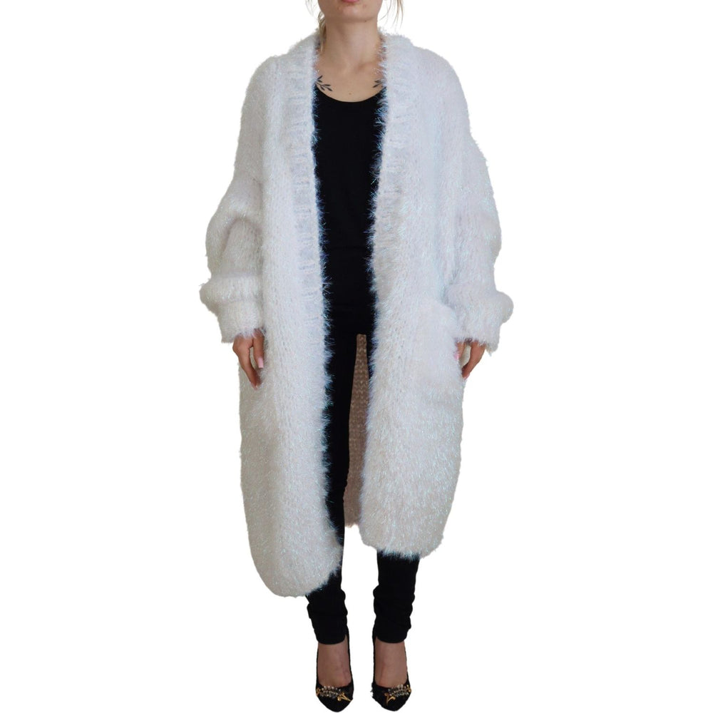 Dolce & Gabbana White Long Sleeves Fringes Cardigan Jacket