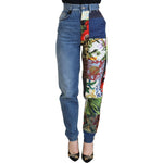 Dolce & Gabbana Blue Jacquard Majolica High Waist Jeans