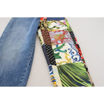 Dolce & Gabbana Blue Jacquard Majolica High Waist Jeans