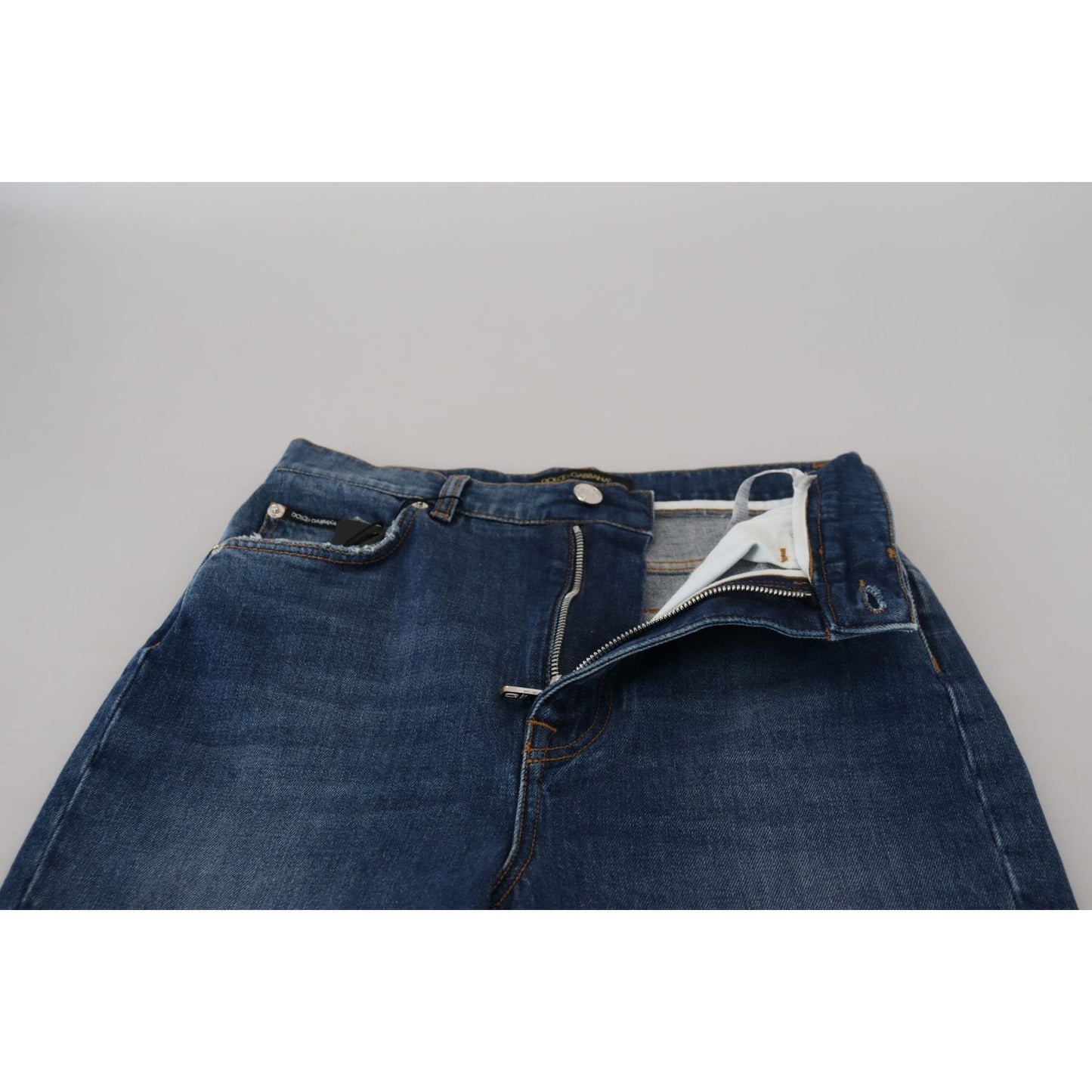 Dolce & Gabbana Blue Cotton High Waist Skinny Denim Jeans