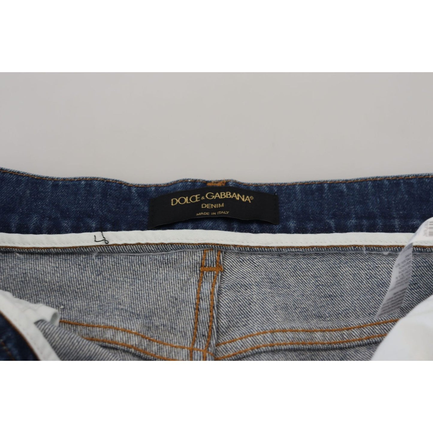 Dolce & Gabbana Blue Cotton High Waist Skinny Denim Jeans