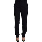 Dolce & Gabbana Black Tapered Women Wool Pants