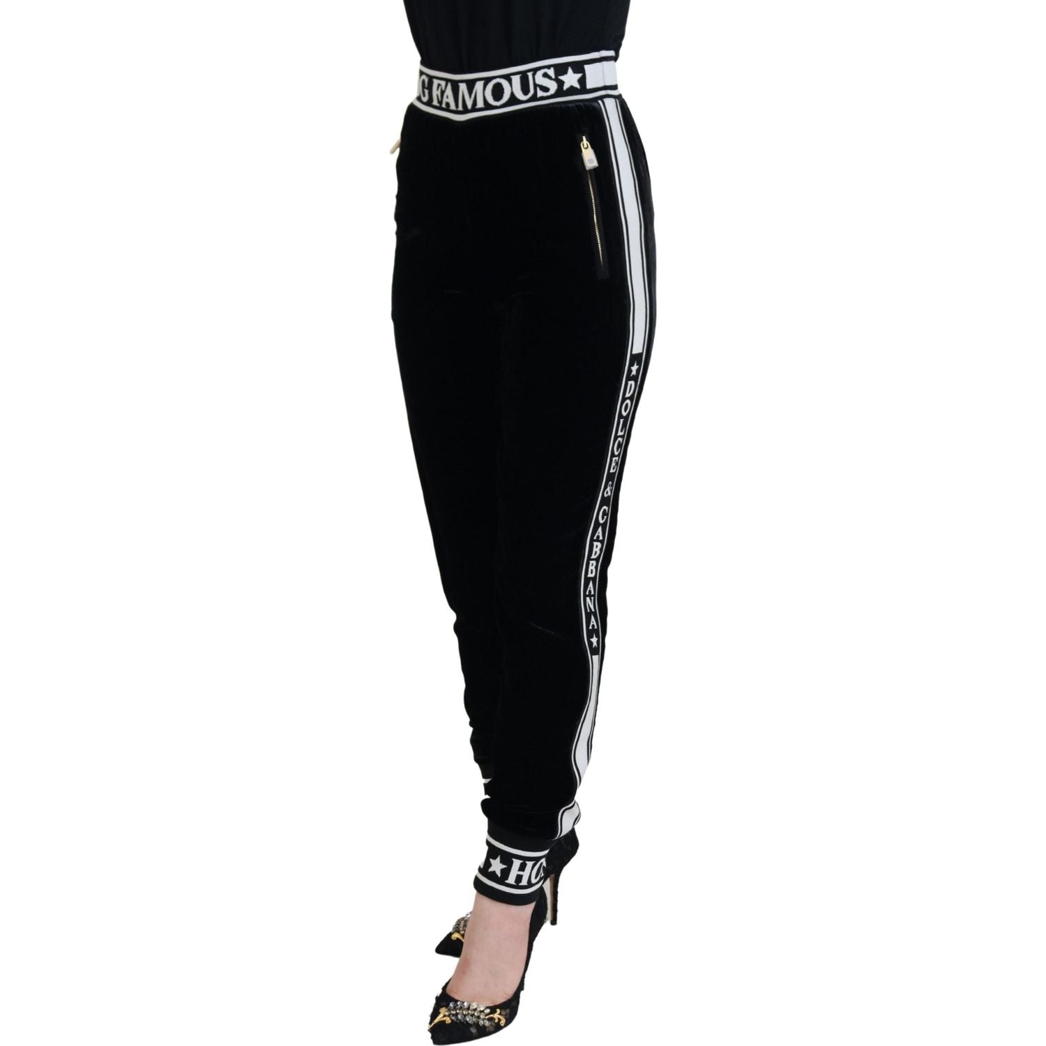 بنطلون مخملي أنيق من دولتشي آند غابانا - أسود فاخر لا ينتهي